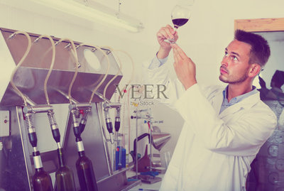 葡萄酒,玻璃杯,拿著,職業(yè),食品加工廠